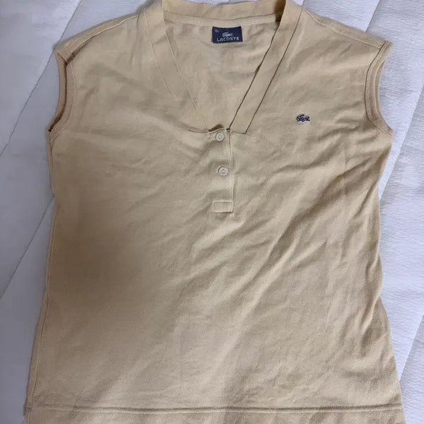 [BUNJANG] Lacoste Women's Sleeveless T-Shirt Beige Size 95 / 라코스테 여성 민소매 티셔츠 베이지 95 사이즈