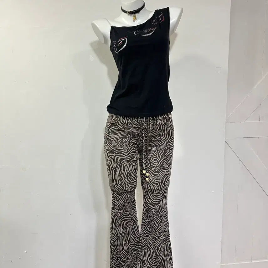 [BUNJANG] Y2K Leopard Print Sleeveless Top and Pants Set / 핫걸 와투케 y2k 레오파드 빈티지코디세트