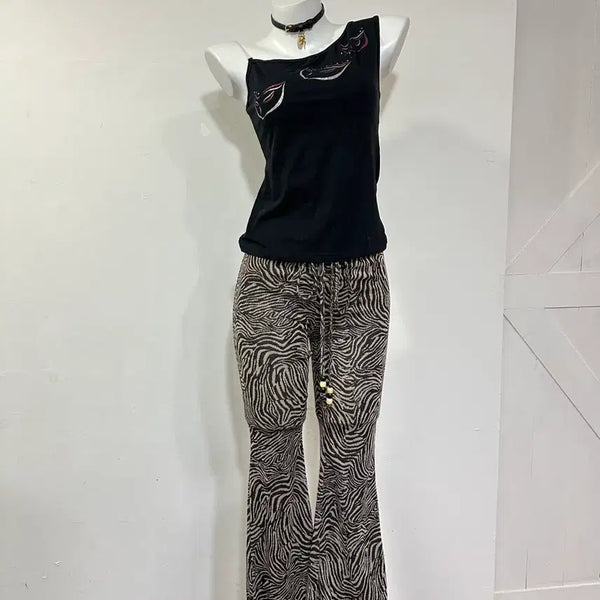 [BUNJANG] Y2K Leopard Print Sleeveless Top and Pants Set / 핫걸 와투케 y2k 레오파드 빈티지코디세트