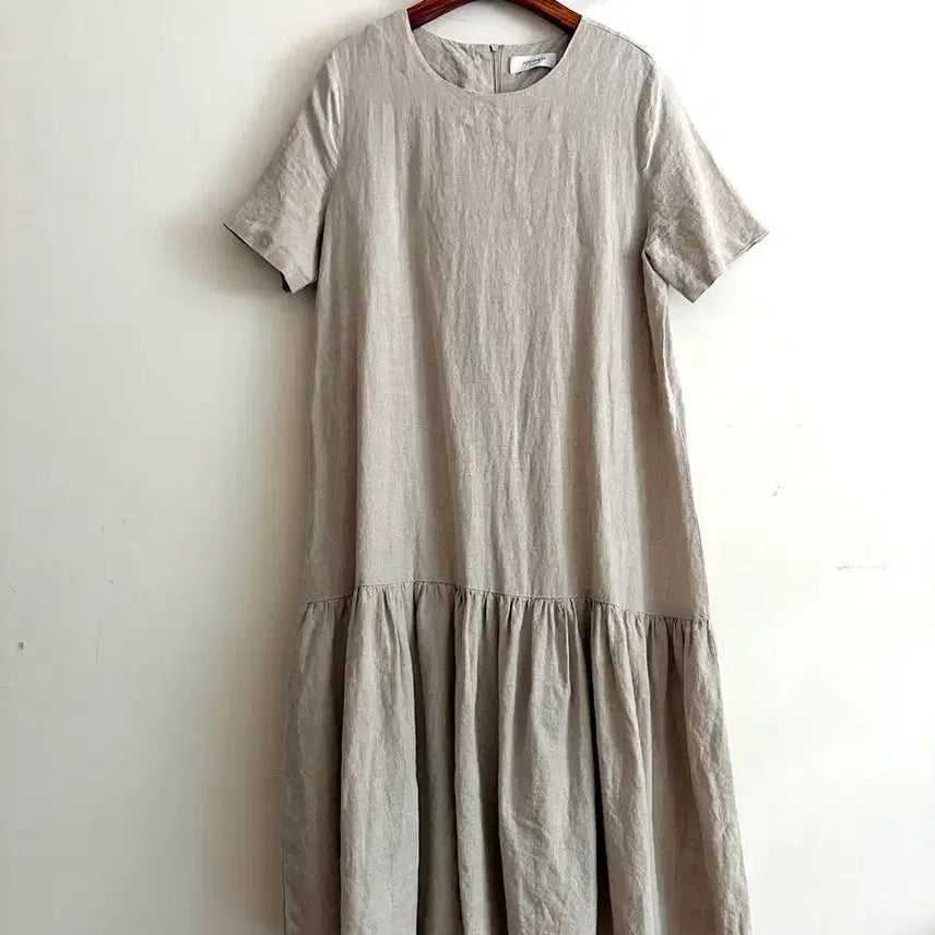 [BUNJANG] Beige Linen Long Dress / 베이지 린넨 롱원피스(난닝구)