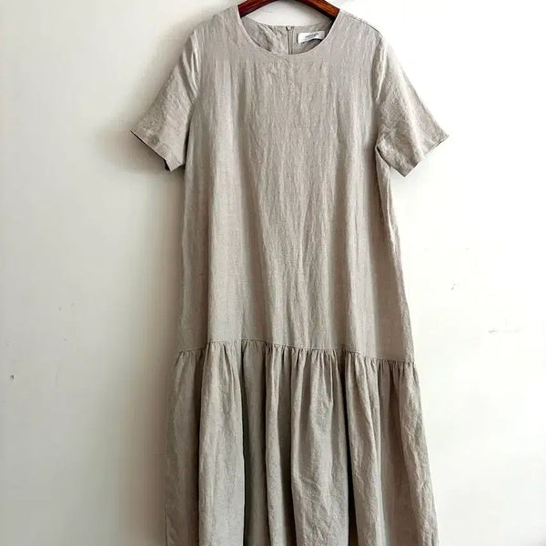 [BUNJANG] Beige Linen Long Dress / 베이지 린넨 롱원피스(난닝구)
