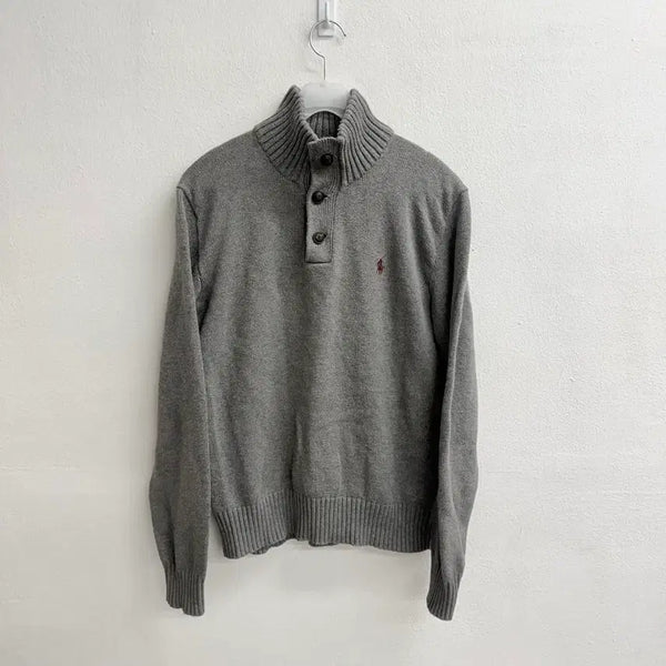 [BUNJANG] Polo Ralph Lauren Grey Half Button Knit S / 폴로 랄프로렌 그레이 반 버튼 니트 S