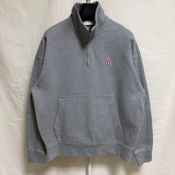 [BUNJANG] HIS by HAZZYS Half-Zip Oversized Sweatshirt Grey, Size S / HIS 헤지스 반집업 오버핏 스웻셔츠 / 그레이, S
