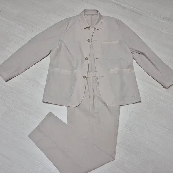 [BUNJANG] Men's Summer Beige Suit Set (Top L, Bottom 29-31) / 남성 여름용 미색 수트 정장 셋업 상하의 세트 상의L 하의29~31