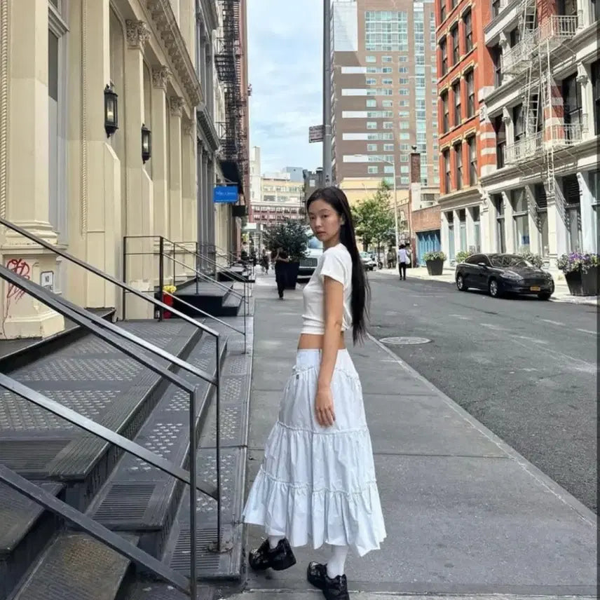 [BUNJANG] Glowny Rodeo Skirt Sky Blue Ruffle Maxi Skirt / 제니 스커트) 글로니 로데오 스커트