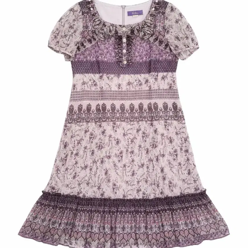 [BUNJANG] Arte Flower Pattern Dress Purple / 여성77/ 아르떼 원피스 퍼플 보라 플라워 패턴