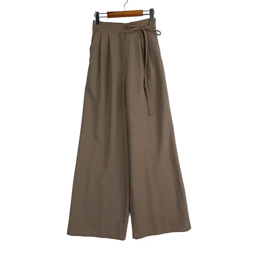 [BUNJANG] LE AMOE Wide Leg Slacks Beige Brown Long Pants / LE AMOE 와이드 슬랙스 S 베이지 브라운 롱 팬츠