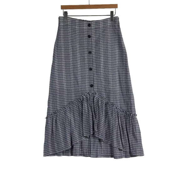 [BUNJANG] Roem Checked Ruffle Flare Long Skirt / Roem 로엠 체크 프릴 롱스커트 67 플레어 스커트