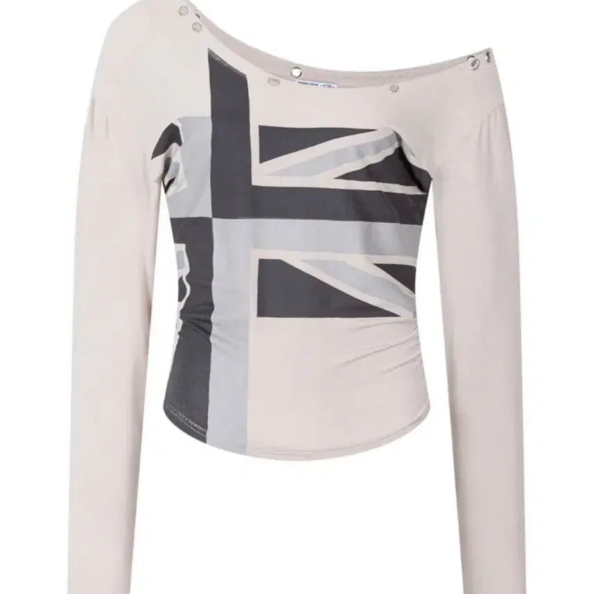 [BUNJANG] PLEASE FOLLOW Kai One Shoulder Long Sleeve Top Skin Beige / 플리즈노팔로우 카이 원숄더 롱슬리브 탑 스킨베이지