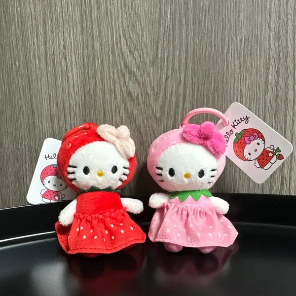 [BUNJANG] Sanrio Hello Kitty Strawberry Kitty Keyring Set / (2개일괄) 산리오 헬로키티 딸기 키티 키링 세트 레드 핑크 인형