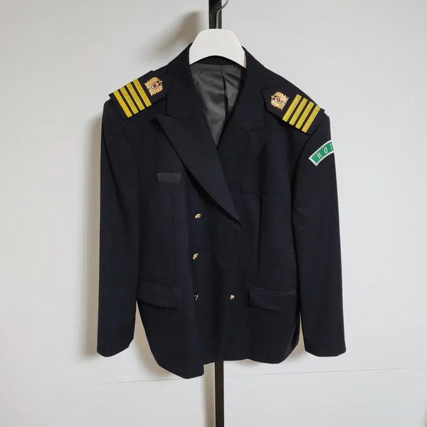 [BUNJANG] ROTC Navy Golden Taegeuk Badge Men's Blazer Jacket / [Free] ROTC 네이비 금장 태극마크 훈장 남성 정장 자켓