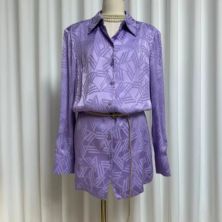 [BUNJANG] Bottega Veneta Silk Shirt Dress Purple M / (새상품) 보테 셔츠 실크 원피스 (퍼플,M)