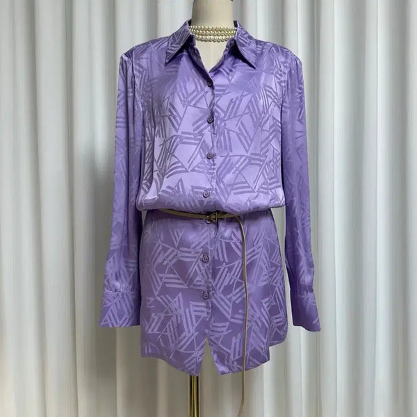[BUNJANG] Bottega Veneta Silk Shirt Dress Purple M / (새상품) 보테 셔츠 실크 원피스 (퍼플,M)