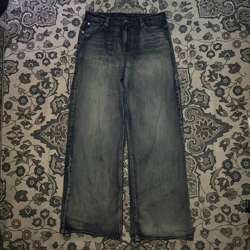 [BUNJANG] DNSR Washed Denim Wide Pants / DNSR 워싱 데님 와이드 팬츠