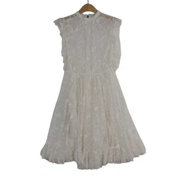 [BUNJANG] MSGM Ivory Sheer Lace Ruffle Dress / MSGM 시스루 레이스 원피스 38 아이보리 프릴 원피스 이탈리아