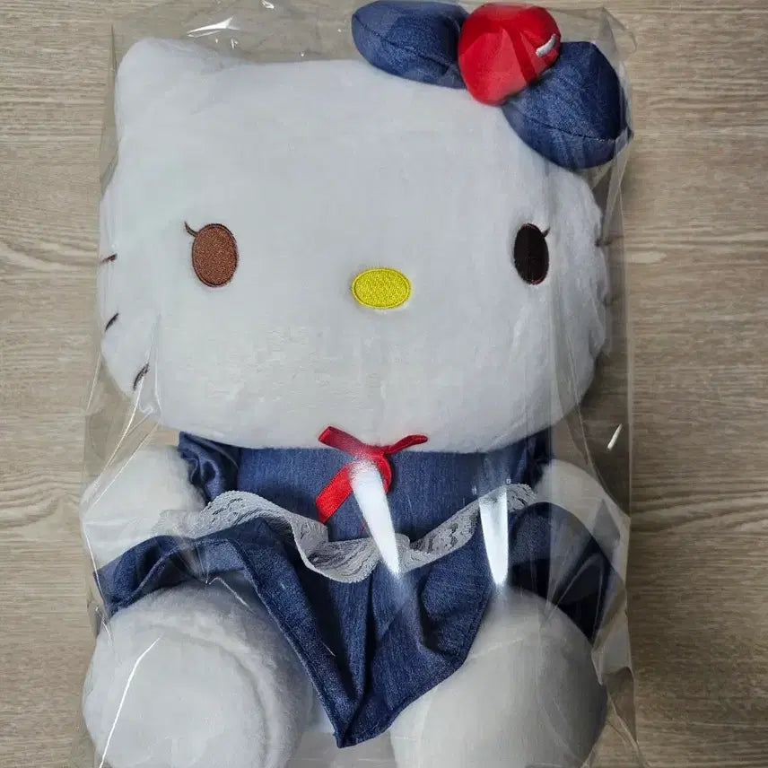 [BUNJANG] Hello Kitty Denim Skirt Dress Medium Plush Doll / 헬로키티 데님 청치마 원피스 중형 인형