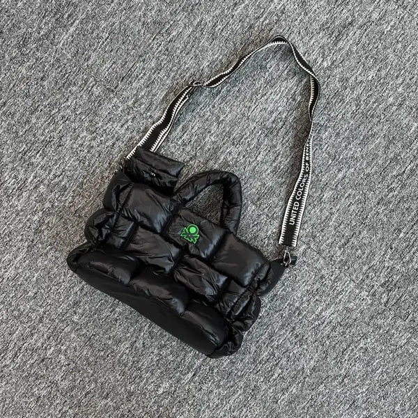 [BUNJANG] United Colors of Benetton Black Padded Tote Bag / 베네통 블랙 패딩 토트백
