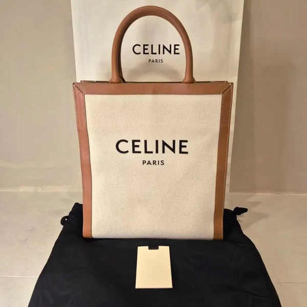 [BUNJANG] Celine Genuine Cabas Bag Small Beige Canvas Tan Calfskin / 셀린느 정품 카바스백 스몰 사이즈 판매합니다