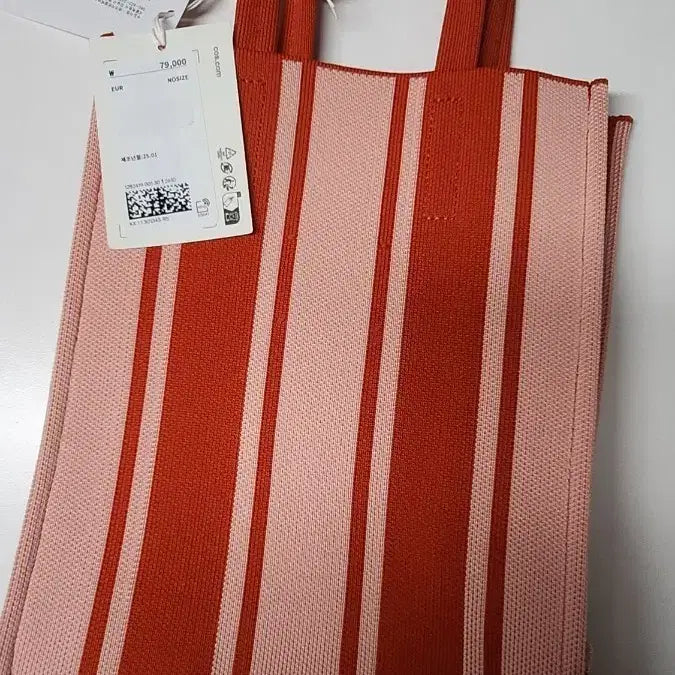 [BUNJANG] COS Knit Tote Bag - Pink Orange Stripe / 코스백 토트백 니트백