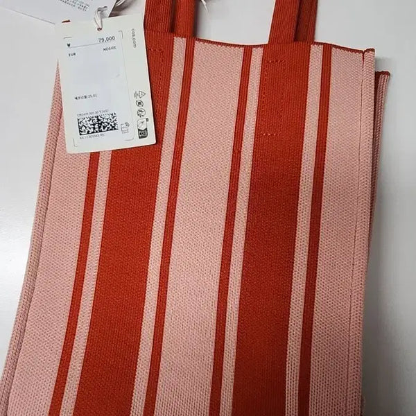 [BUNJANG] COS Knit Tote Bag - Pink Orange Stripe / 코스백 토트백 니트백