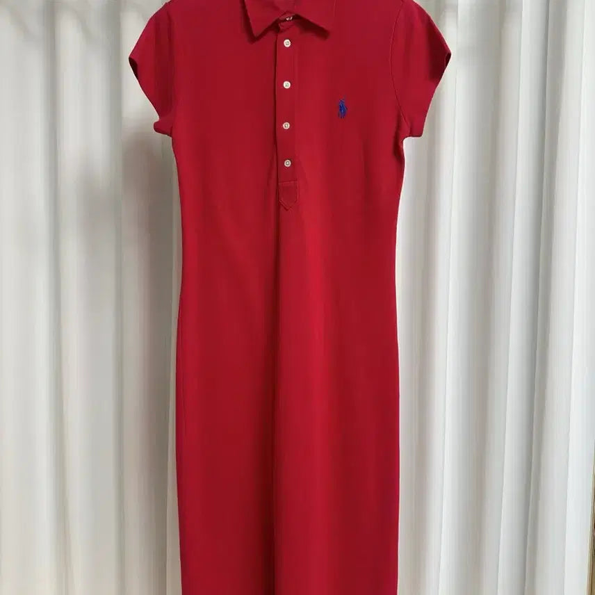 [BUNJANG] Ralph Lauren Red Polo Dress Size S / 랄프로렌 카라 반팔 폴로 원피스 (레드, S)
