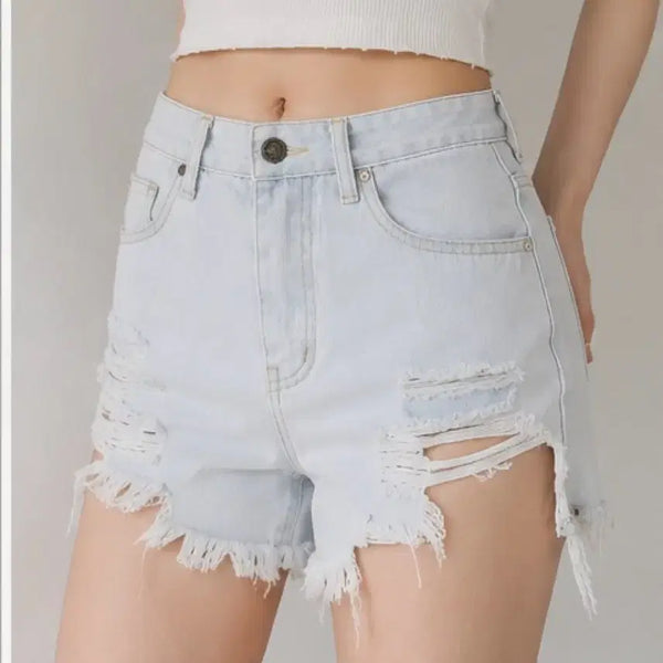 [BUNJANG] Ice Blue Light Wash Denim Cut-off Shorts / @허얇엉큰핏 워터밤 강추@아이스블루 연청 스크레치 숏팬츠 핫팬츠