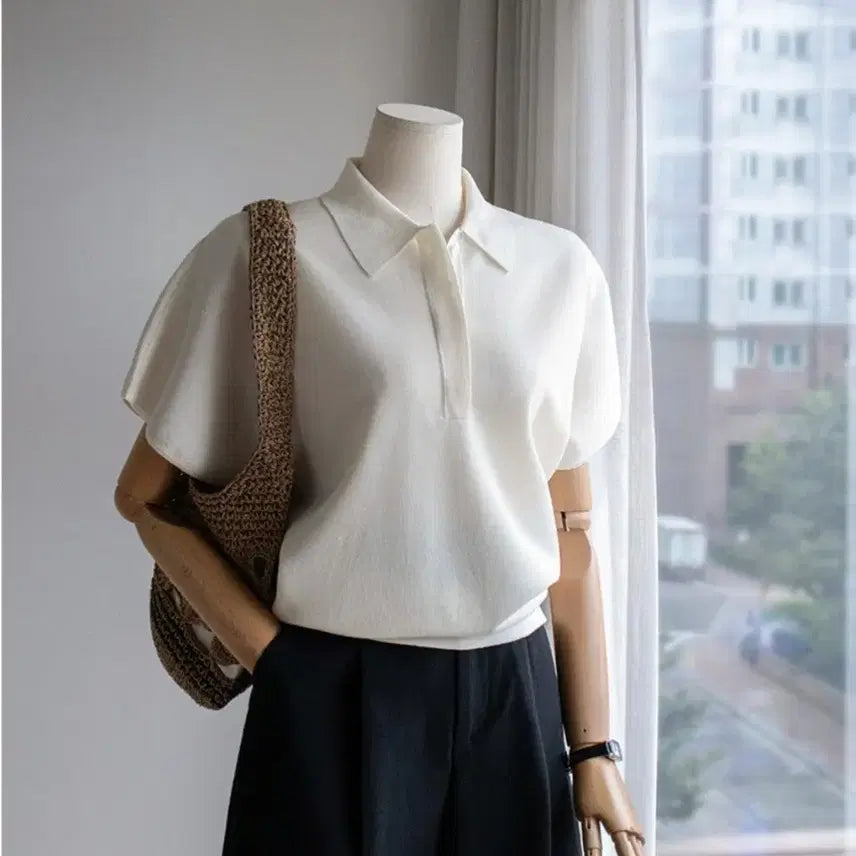 [BUNJANG] Bro Collar Knit Tee / (새상품)브로 카라 니트 티