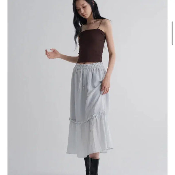 [BUNJANG] 8seconds Shirring Long Skirt Blue Size S / 에잇세컨즈 셔링 롱스커트 블루s