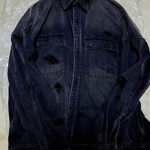 [BUNJANG] Juun.J Black Denim Jacket Vintage Style Size 50 / 준지 청자켓 블랙 데미지 빈티지 스타일 50사이즈