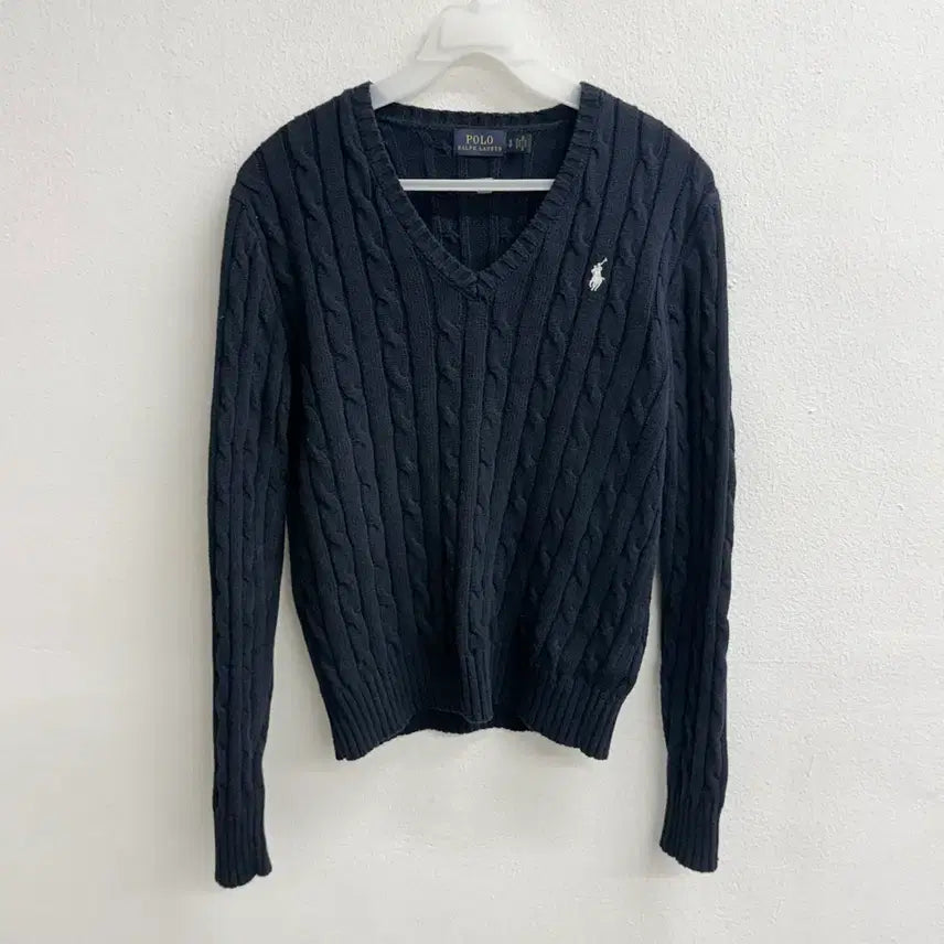[BUNJANG] Polo Ralph Lauren Cable V-Neck Knit Sweater (Size S) / 폴로 랄프로렌 케이블 브이넥 니트 S