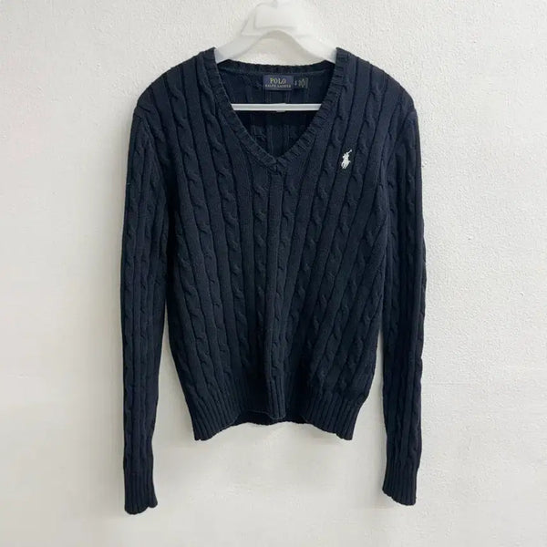[BUNJANG] Polo Ralph Lauren Cable V-Neck Knit Sweater (Size S) / 폴로 랄프로렌 케이블 브이넥 니트 S
