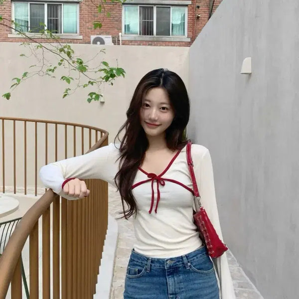 [BUNJANG] Jennie-O Ribbon Long Sleeve / 제니오 리본 롱슬리브