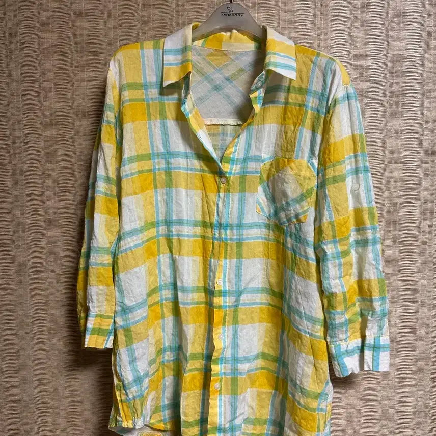 [BUNJANG] Checkered Shirt Yellow/Mint / 체크무늬 셔츠 옐로우/민트 셔츠남방 셔츠블라우스