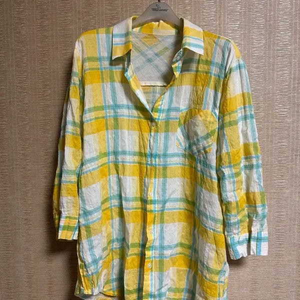 [BUNJANG] Checkered Shirt Yellow/Mint / 체크무늬 셔츠 옐로우/민트 셔츠남방 셔츠블라우스
