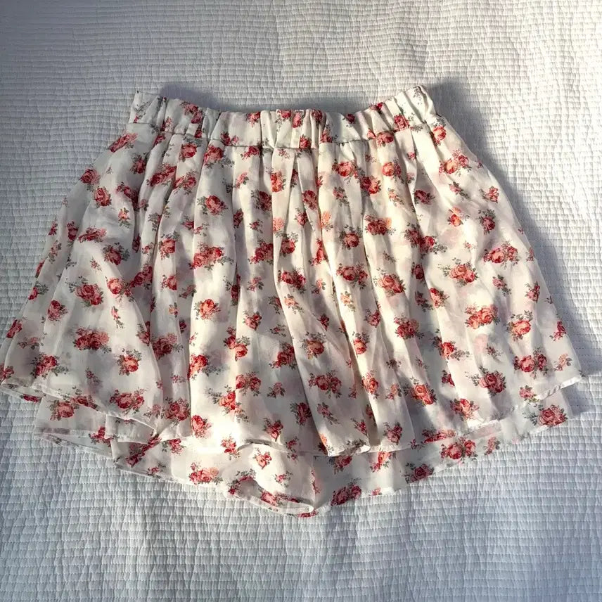 [BUNJANG] Cinema Club Chiffon Floral Flare Mini Skirt - Japanese Vintage Mori Girl Style / 시네마클럽 쉬폰 플로럴 플레어 미니스커트 일본 빈티지 모리걸 페어리
