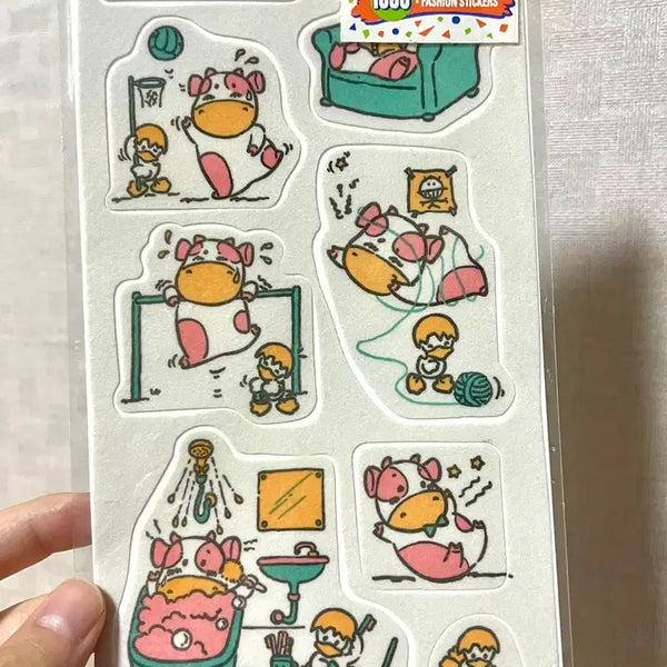 [BUNJANG] Vintage Stationery 'Kkoma Tto-rae' Couple Boy Sticker Set / 고전문구 고전스티커 꼬마또래 부부보이 스티커