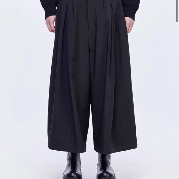 [BUNJANG] Songzio Homme Pleats Crop Wide Pants Black / 송지오 옴므 플리츠 크롭 와이드팬츠 블랙