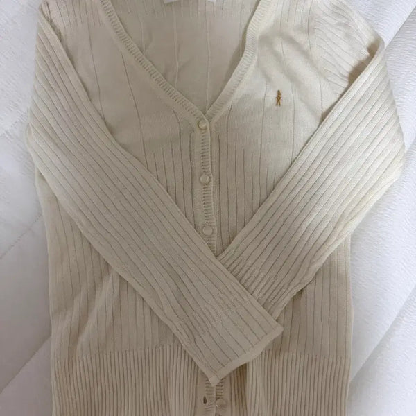 [BUNJANG] SOUP Ivory Ribbed Cardigan Size 90 / 숲 soup 가디건 90