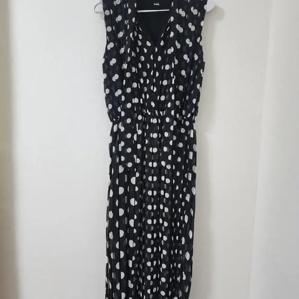 [BUNJANG] V+eL Polka Dot Pleated Long Dress / [[미착용 새상품] 브이엘(V+eL) 신세계 도트 플리츠 롱 원피스
