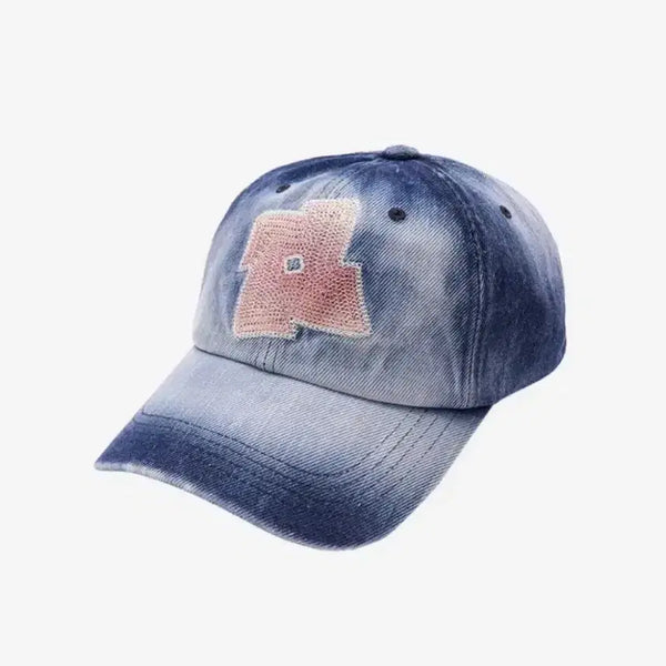 [BUNJANG] Nocullus Washed Flower Denim Cap Hat / 노쿨러스 워싱 플라워 데님 CAP 캡 모자