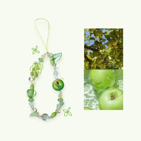 [BUNJANG] Green Apple Bead Phone Strap / 청사과 비즈 폰 스트랩