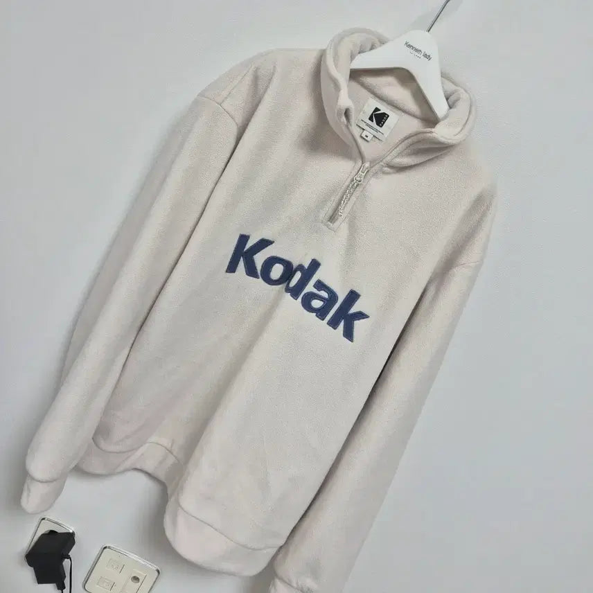 [BUNJANG] Kodak Fleece Half-Zip Sweatshirt Beige M / 코닥 반집업 맨투맨 베이지