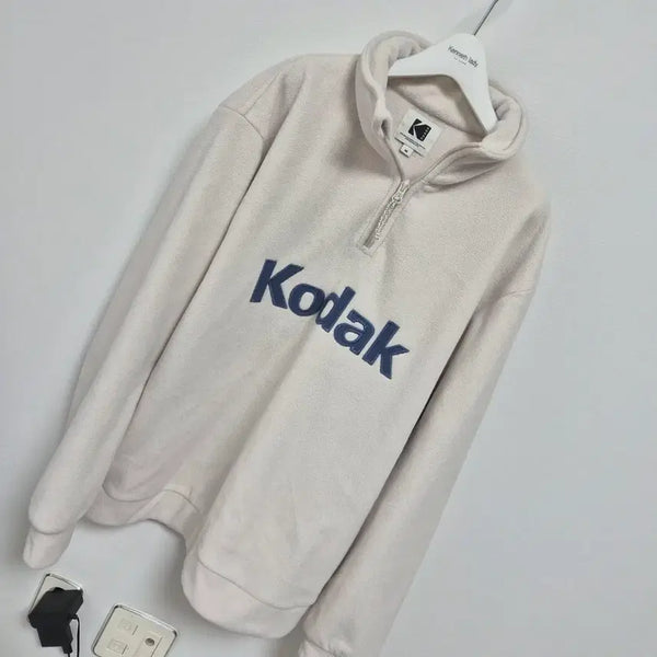 [BUNJANG] Kodak Fleece Half-Zip Sweatshirt Beige M / 코닥 반집업 맨투맨 베이지