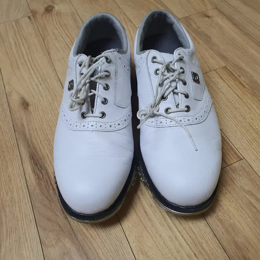 [BUNJANG] FootJoy DryJoys Tour Premium Leather Golf Shoes - White / 풋조이 드라이조이 투어 프리미엄 골프화 245/250 화이트(새신발수준)