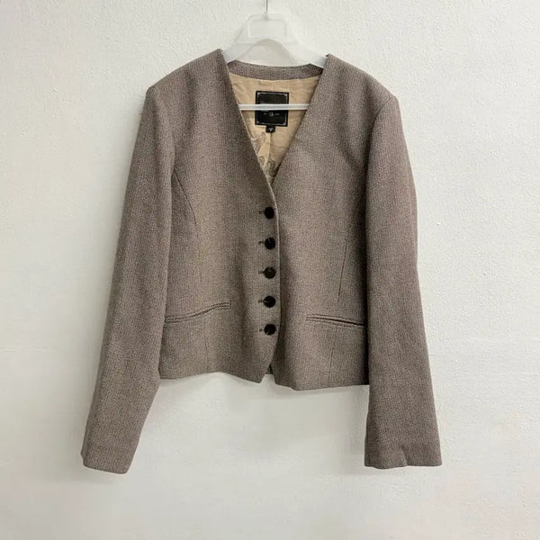 [BUNJANG] Thursday Island Collarless Slim Fit Short Jacket M / 써스데이 아일랜드 노카라 슬림핏 숏자켓 M