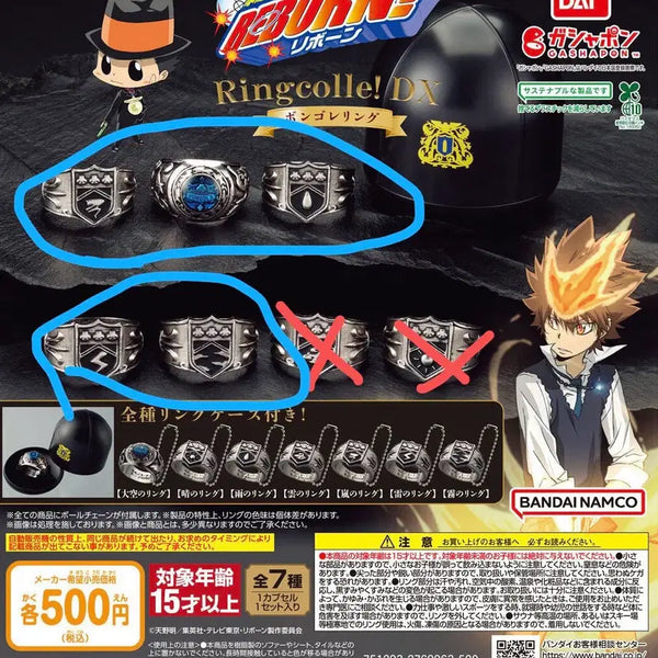 [BUNJANG] Katekyo Hitman Reborn! Vongola Ring DX Gacha Set (Excluding Cloud and Sun Rings) / 가정교사히트맨리본 봉고레링dx가챠 대공링 포함 세트(구름,태양 제외)