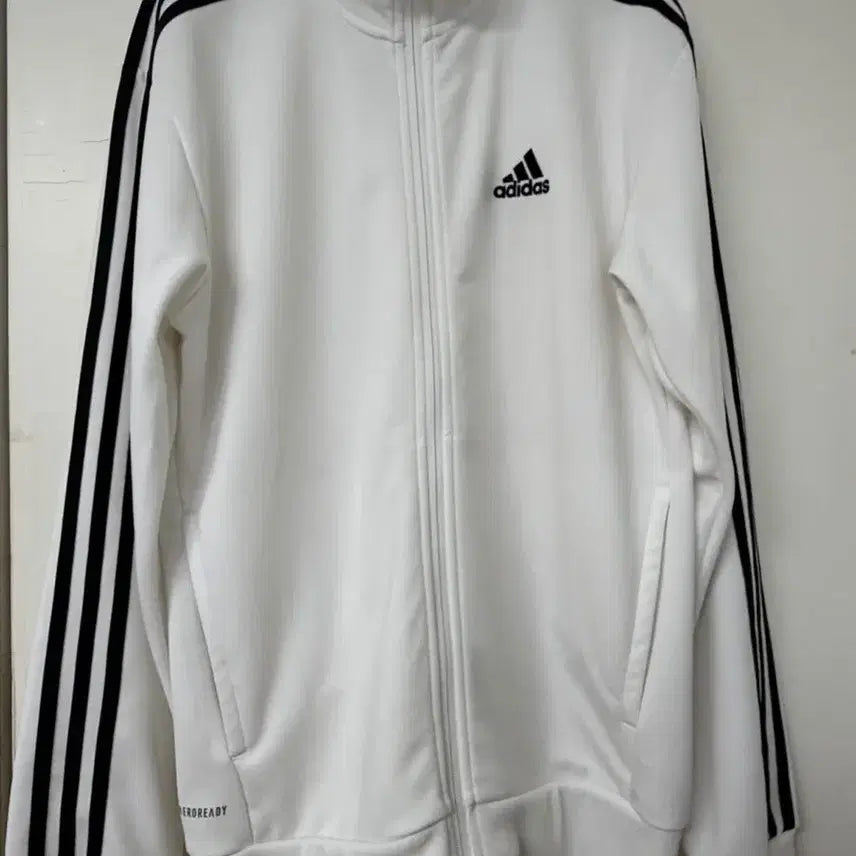 [BUNJANG] Adidas White Three-Stripe Training Zip-Up Jersey / 아디다스 져지 화이트