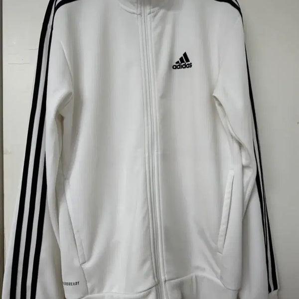 [BUNJANG] Adidas White Three-Stripe Training Zip-Up Jersey / 아디다스 져지 화이트
