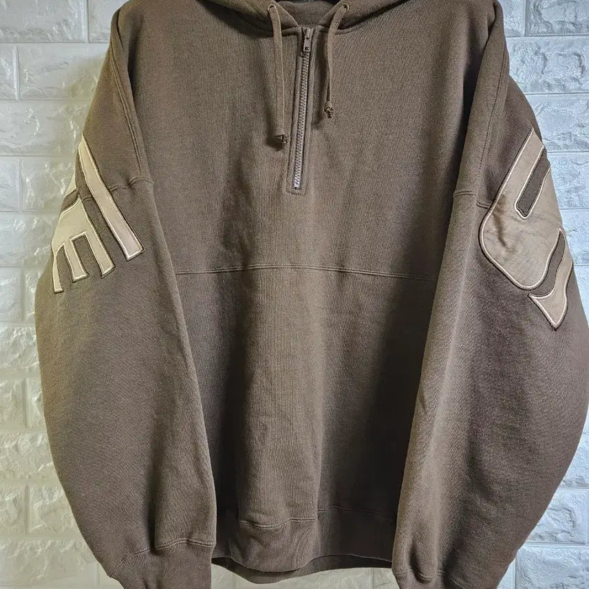 [BUNJANG] Supreme Wrapped Half Zip Hooded Sweatshirt Dusty Brown 24SS / 슈프림 랩드 하프 집 후드 스웨트셔츠 더스티 브라운 - 24SS