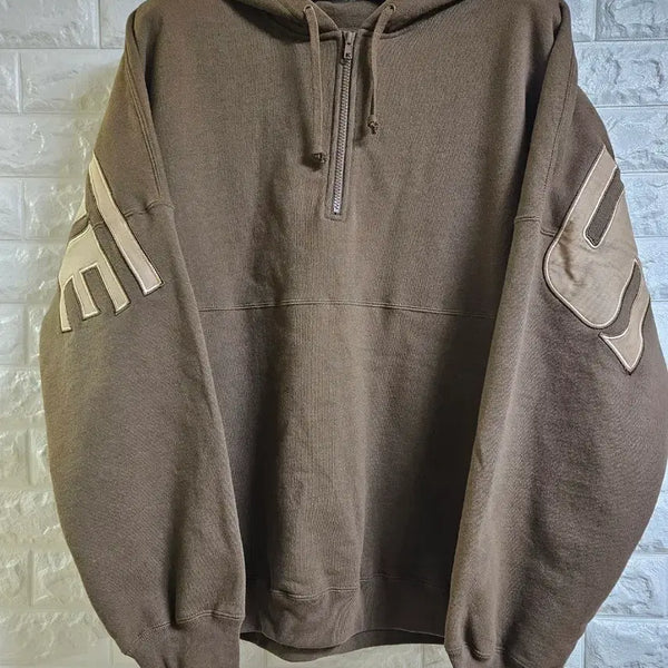 [BUNJANG] Supreme Wrapped Half Zip Hooded Sweatshirt Dusty Brown 24SS / 슈프림 랩드 하프 집 후드 스웨트셔츠 더스티 브라운 - 24SS